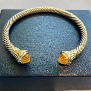 David Yurman sterling silver, 14k with faceted citrine cuff.
